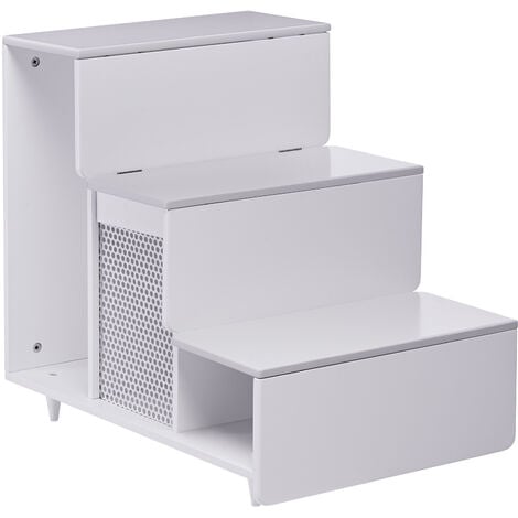 Escalones de madera grandes para mascotas Staart Esker en color blanco alpino ST-H400024