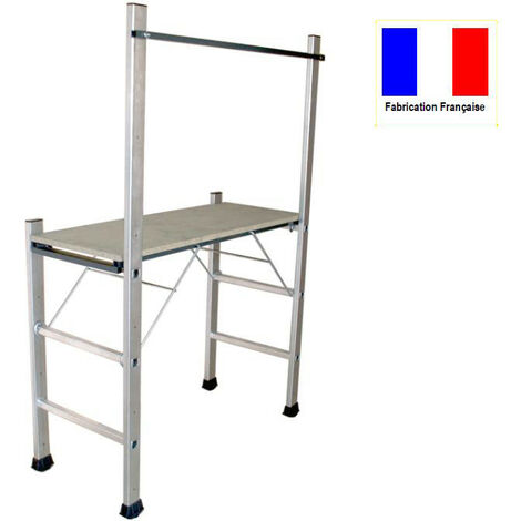 Escalux – Échafaudage aluminium 3.1 m – Charge maximale 150 kg – Hauteur de travail 3.1 m – Dimensions plateau 111 x 41 cm – Garde-corps inclus