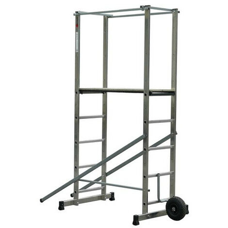 Escalux – Échafaudage de jardin 3,5m en aluminium – Charge maximale 150kg – Hauteur de plateau réglable 54-140cm – Pour travaux de jardinage