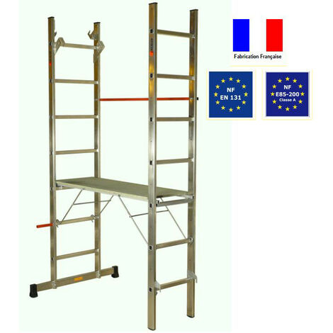 Escalux – Échafaudage échelle aluminium 6 fonctions – Charge maximale 150 kg – Hauteur de travail 3,10 m – Plateau 111 x 41 cm