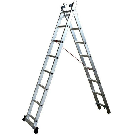 Escalux – Échelle aluminium transformable 2 x 8 – Hauteur de travail 4,62 m – Charge maximale 150 kg – Montants rigides pour stabilité
