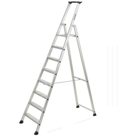 Escalux – Escabeau 8 marches aluminium – Hauteur d'accès 3,76 m – Marches larges 9 cm – Charge max 150 kg – Usage professionnel