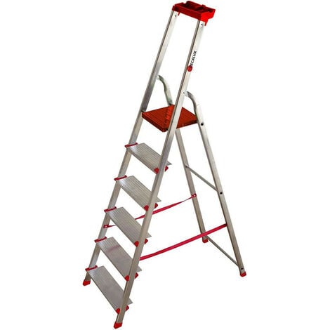 Escalux - Escabeau Alu marches Ultra larges 6 marches Haut travail 3,21 m - CONFORLUX