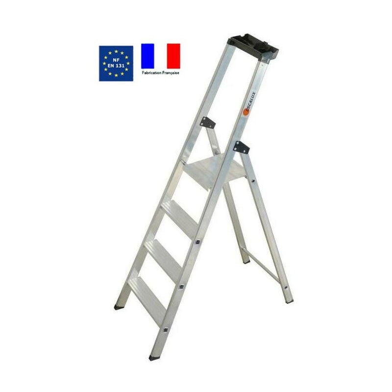 Escalux - Escabeau aluminium 4 marches Haut. travail 2,82 m - escanorm
