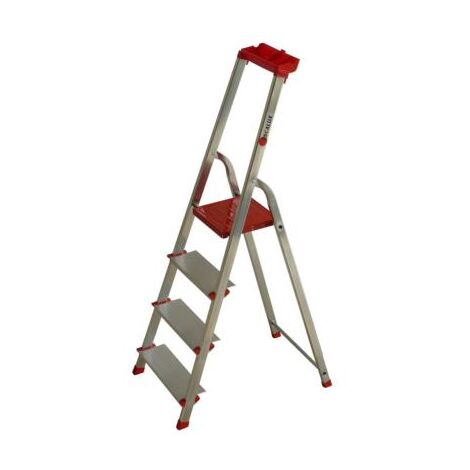 Escalux – Escabeau aluminium 4 marches ultra larges – Hauteur de travail 2.78 m – Plateforme en acier zingué – Système anti-basculement SAB