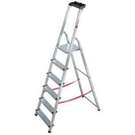Escalux – Escabeau aluminium 6 marches 3,21 m – Charge max 150 kg – Norme EN131 – Embouts antidérapants – Tablette porte-outils intégrée