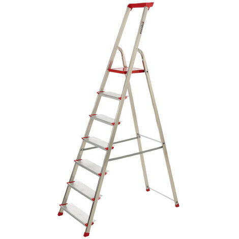 Escalux – Escabeau aluminium 7 marches ultra larges – Hauteur de travail 3,42 m – Charge maximale 150 kg – Normes NF EN131