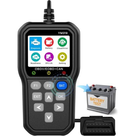 Escáner OBD2 con comprobador de batería - Escáner OBD2 mejorado, lector de códigos de vehículos para comprobar las luces del motor, escáner OBD II para automóviles