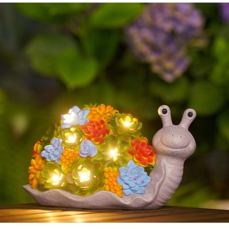 Escargot/papillon solaire résine décoration jardin/bureau