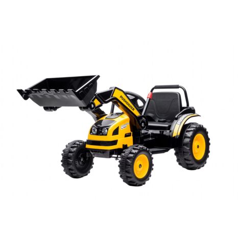 Escavatore cavalcabile a batteria bambini doppio motore 6V, 1,5-2,5 km/h, suoni e luci, 132x62x65 cm, giallo