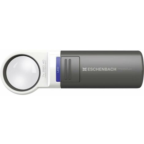 Eschenbach 151112 Loupe à main avec éclairage LED Grossissement: 12.5 x Lentille: (Ø) 35 mm anthracite/blanc alpin