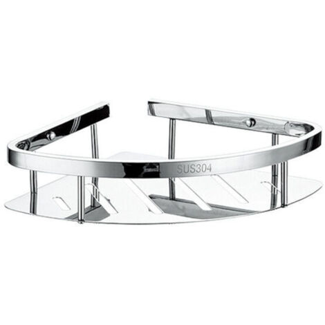 Esclusivo portaoggetti da doccia in acciaio inox, ripiano per vasca da bagno, vassoio per doccia, supporto angolare a parete (acciaio inox, 1 ripiano)
