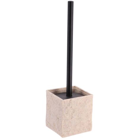 Escobilla cuadrada de poliresina con efecto piedra - negro mate - natural - Tendance