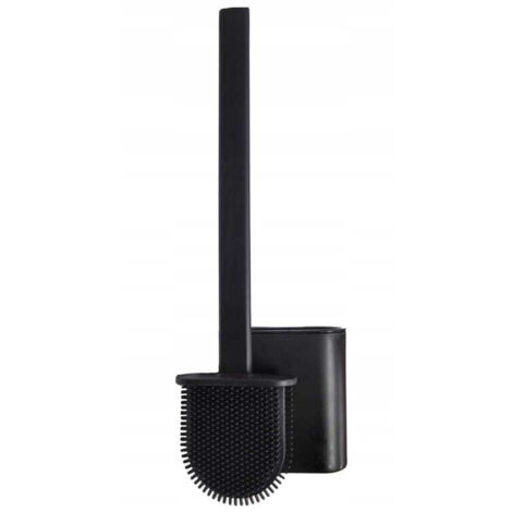 Escobilla de baño 36,5x6,5cm, de pie o de pared, Negro Mate