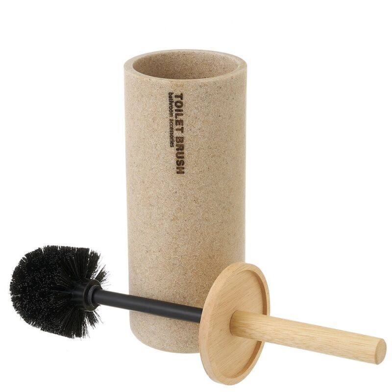 

Lolahome - Escobilla de Baño beige de resina y madera de Ø 10x38 cm