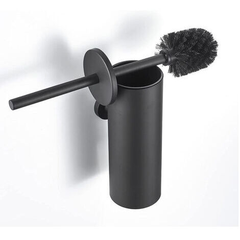 Escobilla de baño colgante negra con portaescobillas, escoba de baño de acero inoxidable 304 con mango largo