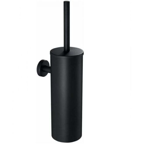 Escobilla de baño de acero inoxidable negra con portaescobillas de pared para baño