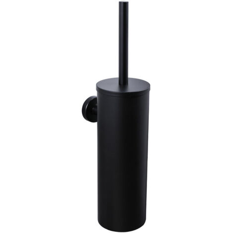 Escobilla de baño de acero inoxidable para pared con soporte antibacteriano (negro)