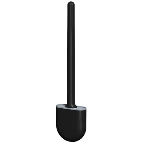 [Escobilla de baño de pared] Mini escobilla de baño con mango desmontable y soporte de almacenamiento – Negro medianoche – Material: PP+TPR – Diseño ergonómico sin esquinas