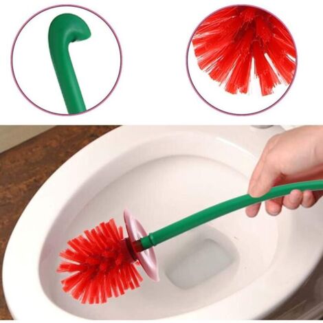 Escobilla de baño de plástico rojo con soporte y soporte de inodoro decorativo original con forma de cereza para baño de 38 cm.