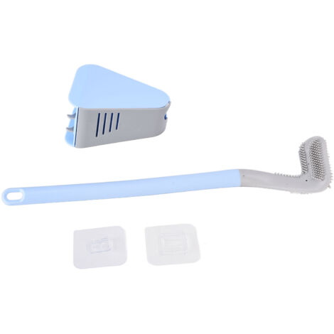 [Escobilla de baño] Escobilla de baño Clean&Clean con mango largo y ángulo fijo, antimanchas, azul – paquete múltiple con soporte triangular, 100 mm L x 71 mm An x 415 mm Al