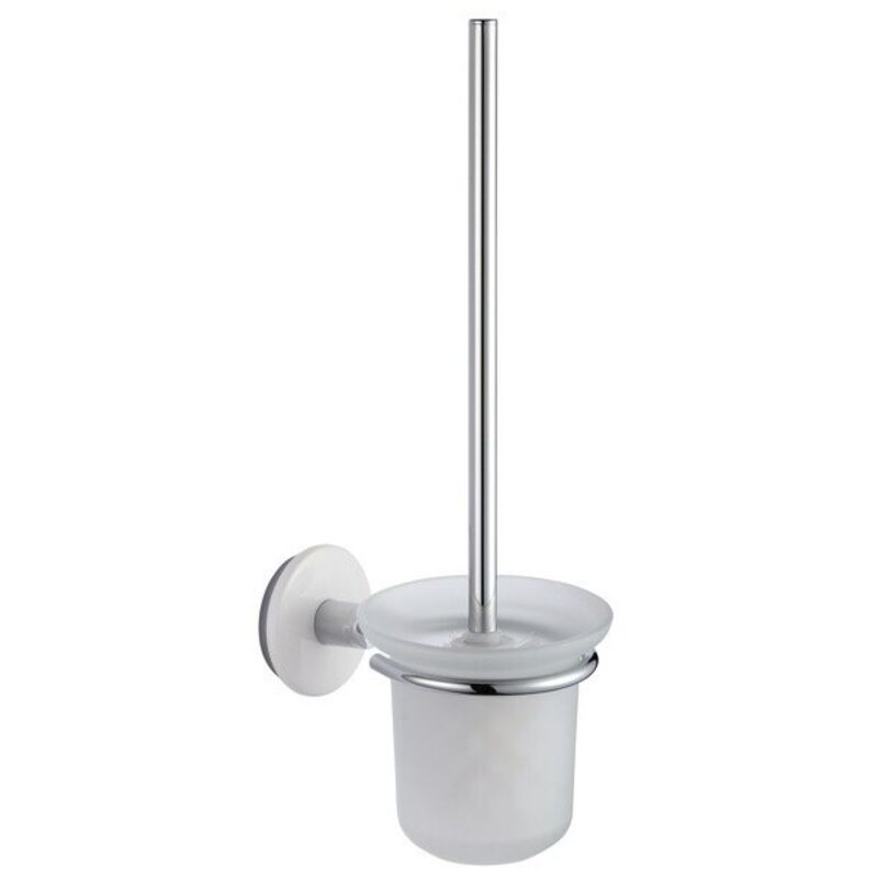 

M S V - MSV Escobilla de baño con soporte para fijar Cerámica & Zinc Malta Blanco - Blanco