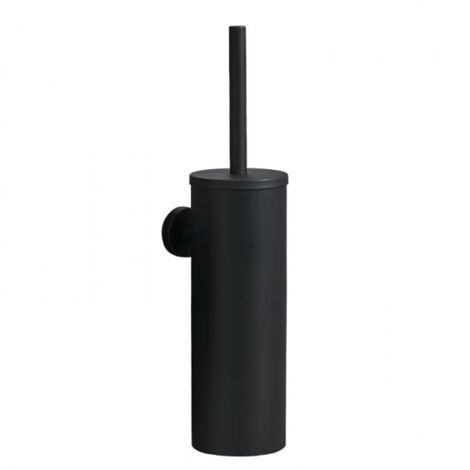 Escobilla de baño negra de 1 pieza con soporte de pared para baño de acero inoxidable
