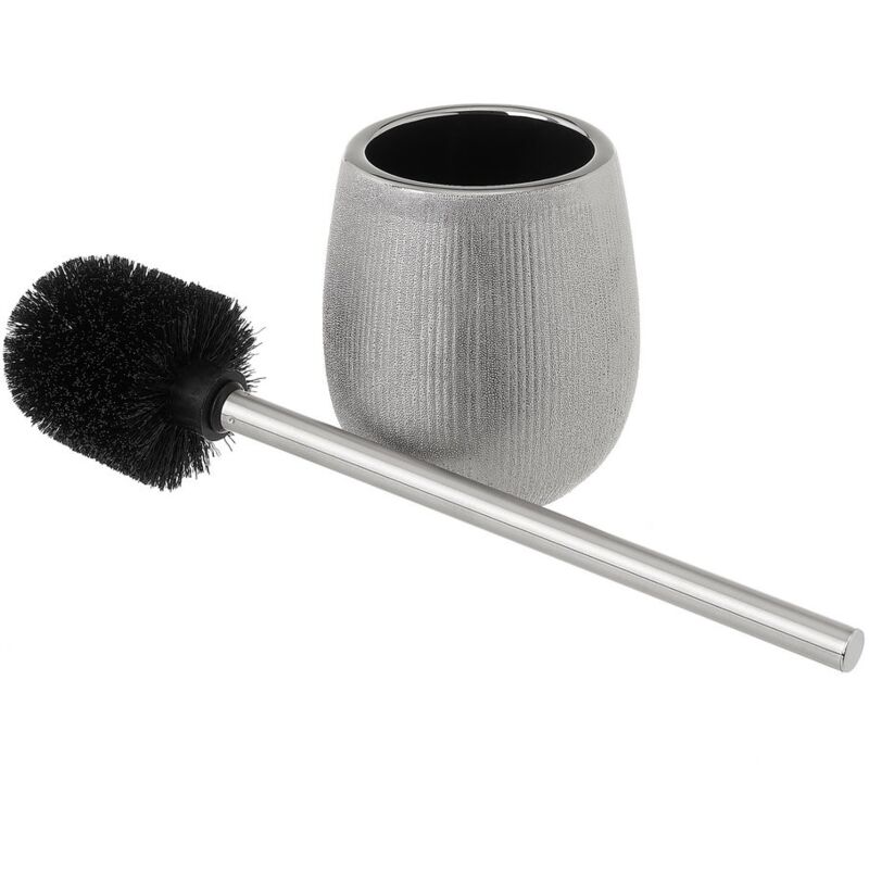 

Lolahome - Escobilla de Baño plateada de cerámica de Ø 11x39 cm