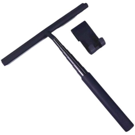 Escobilla de ducha de mango largo - Escobilla de ducha fija niveladora negra 26,5-92,7 cm Escobilla telescópica para ventanas con soporte Escobilla de ducha Escobilla de silicona Escobilla para cabina