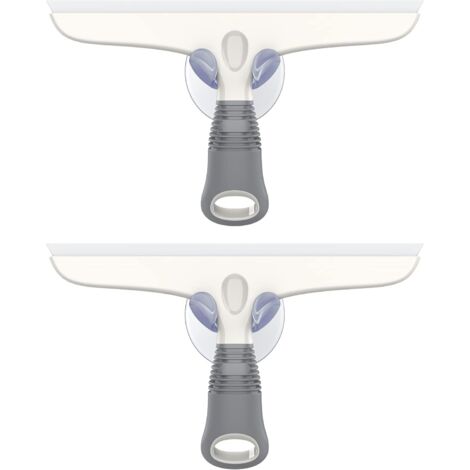 Escobilla de goma de silicona con ventosa (2 unidades), multiusos para vidrio, parabrisas, ventanas, puertas de ducha y baños.