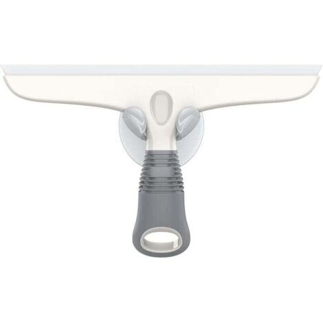 Escobilla de goma de silicona KZQ de 1 pieza con soporte de ventosa, multiusos para vidrio, parabrisas de coche, ventana, puerta de ducha y baño, color blanco y gris.