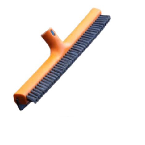 Escobilla de goma y cepillo duro 2 en 1 - VENTEO - Mango telescópico - Escobilla de goma de 42 cm - Boquilla universal - Para limpiar ventanas y cristales - Cerdas rígidas - Naranja