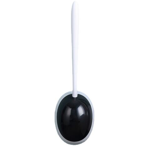 Escobilla de inodoro de silicona con estante de secado ventilado, cepillo de limpieza de baño con cepillo de inodoro - negro