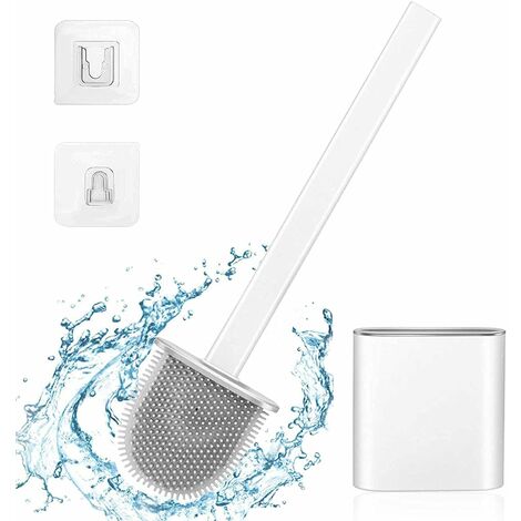 Escobilla de inodoro de silicona, Escobilla de inodoro Escobilla de inodoro de silicona flexible Muy adecuada para esquinas y espacios pequeños entre el inodoro y la pared (Blanco)