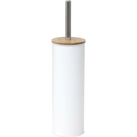 Escobilla de metal con tapa de bambú - blanco - Tendance