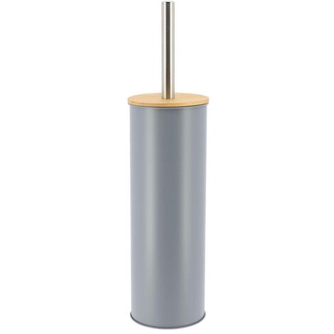 Escobilla de metal con tapa de bambú - gris - Tendance