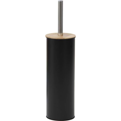 Escobilla de metal con tapa de bambú - negro - Tendance