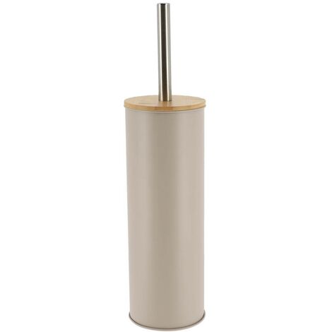 Escobilla de metal con tapa de bambú - taupe - Tendance