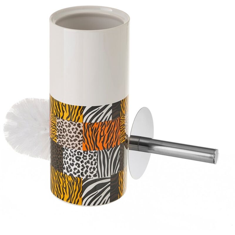 

Escobillero de animal print marrón de cerámica de Ø 10x32 cm