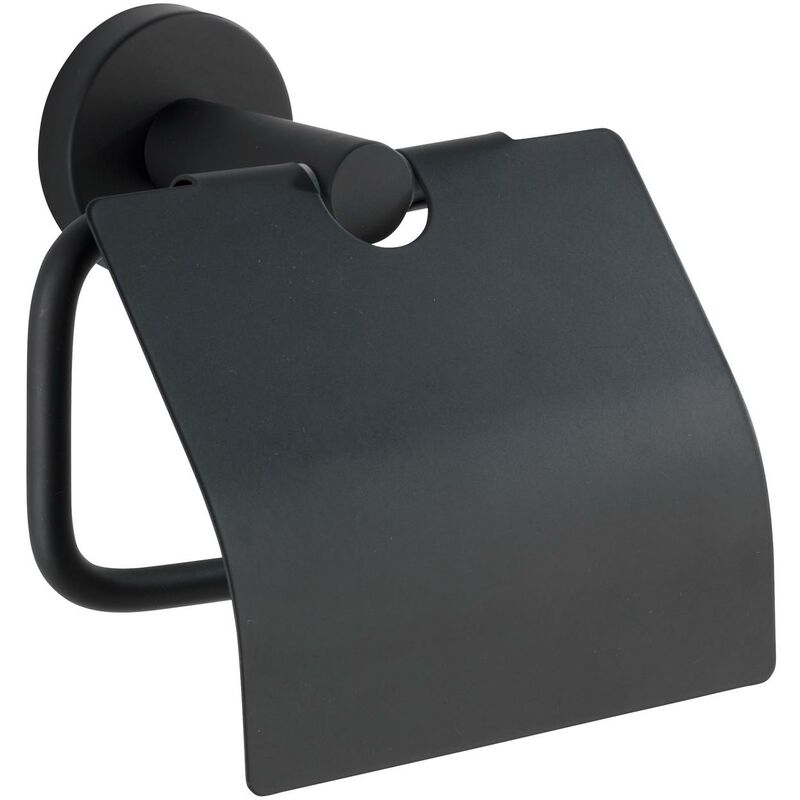 

Portarrollos con tapa de acero inoxidable Bosio negro mate - Wenko