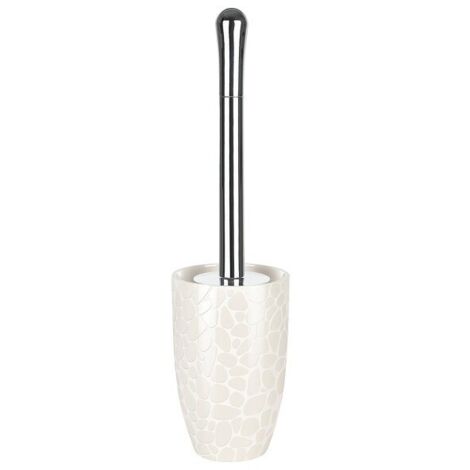 Escobillero con soporte cerámico DARWIN PEBBLE Blanco Brillo Spirella