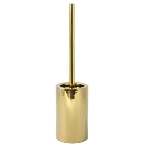 Escobillero con Soporte Cerámico TUBO Oro Brillante Spirella