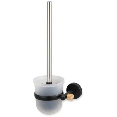 Escobillero con soporte de fijación Acero y bambú IANA Negro mate MSV