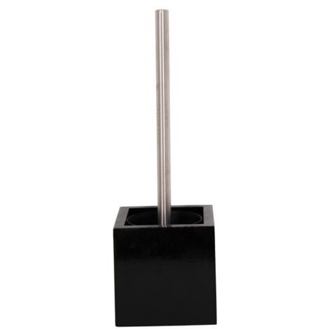 Escobillero con soporte de MDF y acero inoxidable Negro Brillo MSV