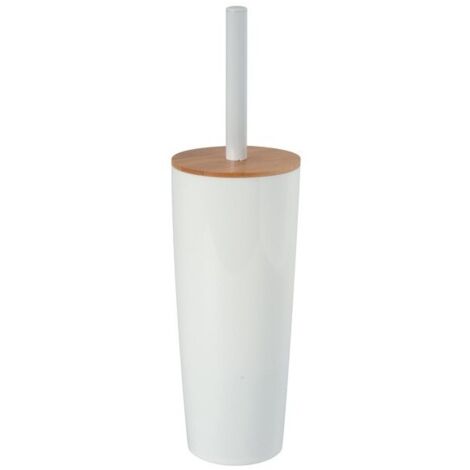 Escobillero con soporte PS y Bambú OSLO Blanco MSV