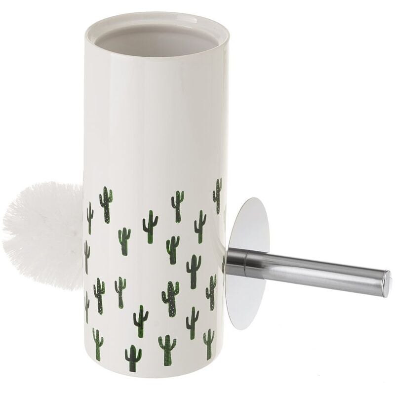 

Lolahome - Escobillero de cactus blanco de cerámica de Ø 10x32 cm