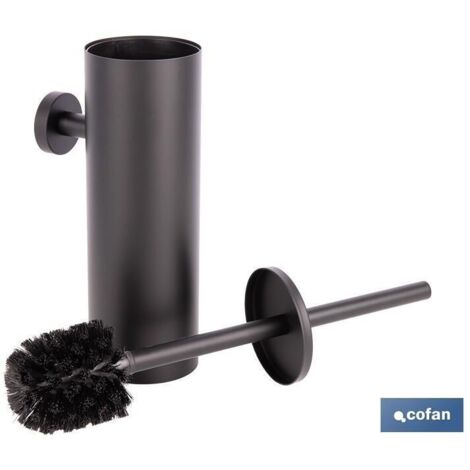 ESCOBILLERO DE PARED PARA INODORO NEGRO MATE DE ACERO GAMA RIBEIRA 9,1 X 12,9 X 39 CM