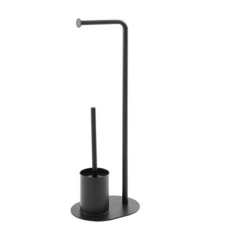 Escobillero de pie negro Alt. 70 cm con portarrollos