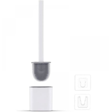 Escobillero de silicona, antigoteo, antibacteriano, ventilado, de secado rápido, inodoro, para pared o suelo, para baño y aseo, color blanco