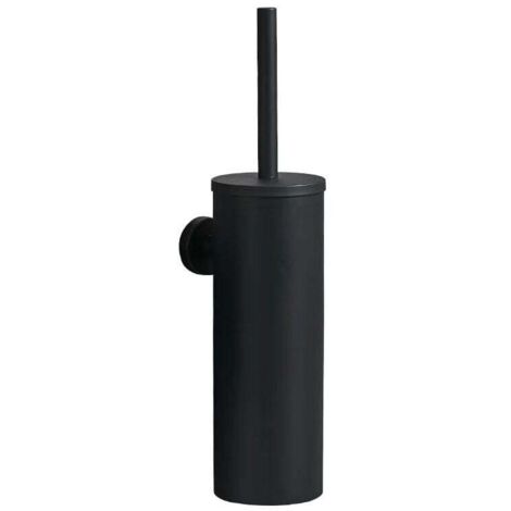 Escobillero KZQ de acero inoxidable con soporte de pared para baño, color negro